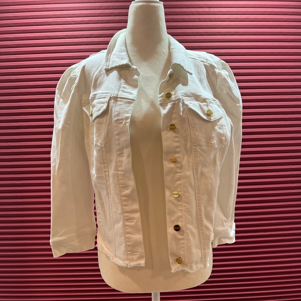 White short sleeve denim coat - Picture 3 of 4